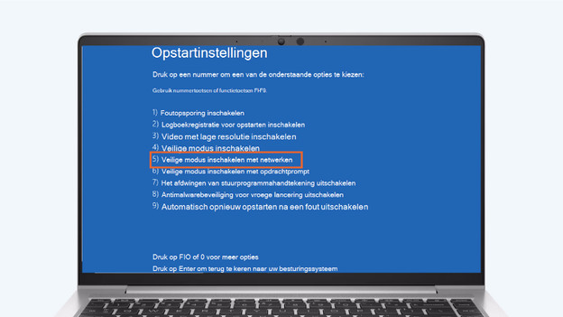 Wähle den "abgesicherten Modus mit Netzwerktreibern" aus.