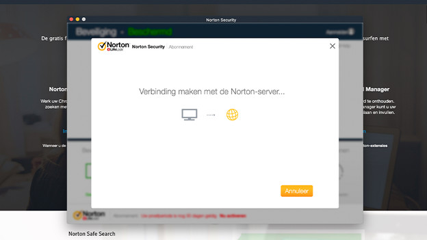Eine Verbindung zum Norton-Server herstellen