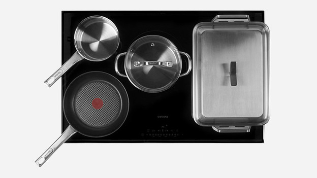Pans on cooktop