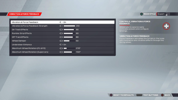 F1 22 settings