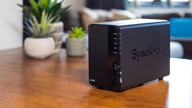 A NAS for at home standing on a table