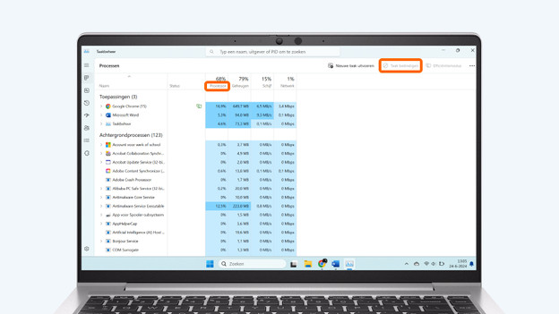 Gehe nun auf „Prozesse“ und beende die Programme.
