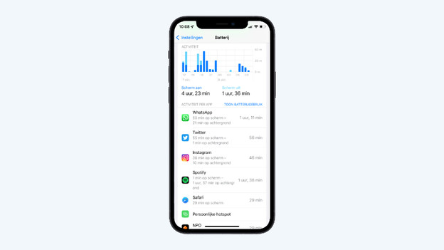 Here you can see which apps use a lot of battery