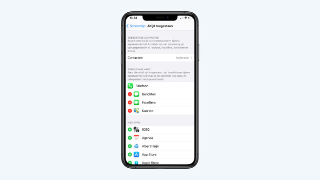Füge Apps hinzu oder entferne sie, indem du auf + oder - tippst.
