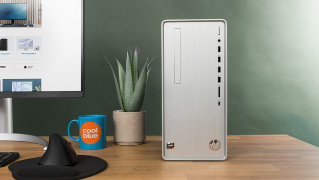 Desktop viewed from the side.