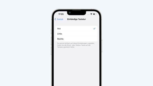 Wähle hier die Tastaturposition aus
