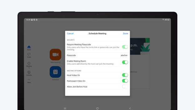 Adjust settings for meetings