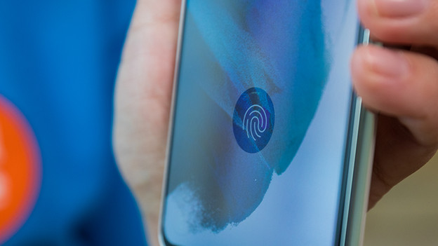 Smartphone screen with fingerprint scanner