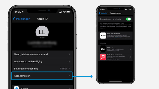 Wähle "Abonnements"