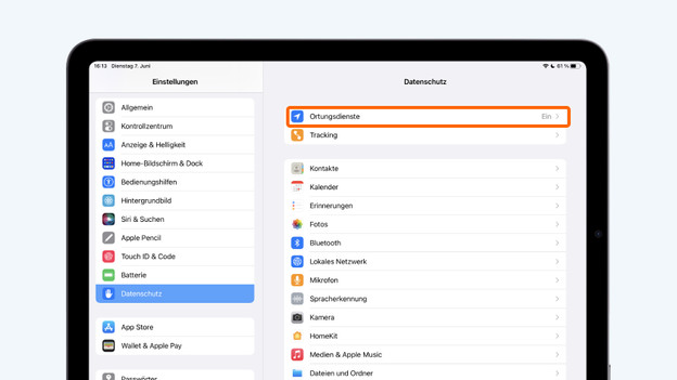 Gehe zu „Datenschutz“ > „Ortungsdienste“.