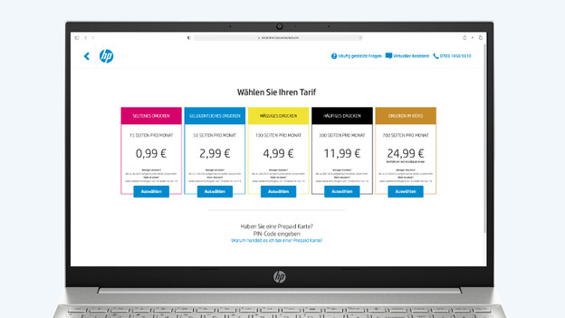 HP Instant Ink Tarif auswählen