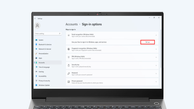 Sign in options for Windows Hello