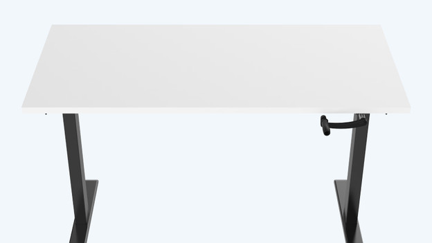 Sit-stand desk with hand crank