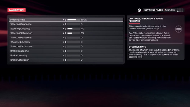Controller Einstellungen Kalibrierung F1 25