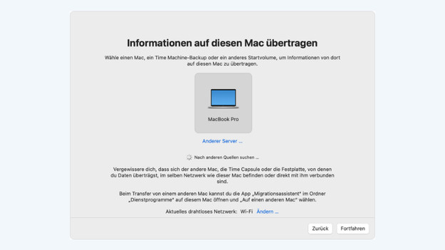 Öffne den Migrationsassistenten