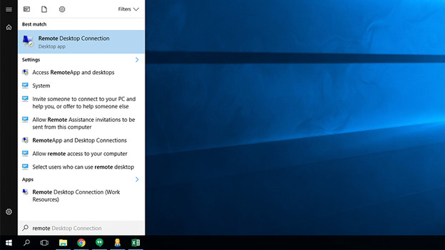 Remote Desktop application in Windows start menu.