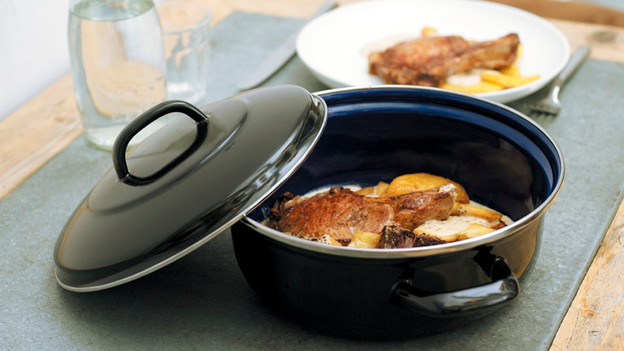 Bratpfanne mit Hähnchenschenkel