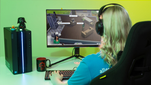 Gaming-Headset auf dem Kopf des Spielers.