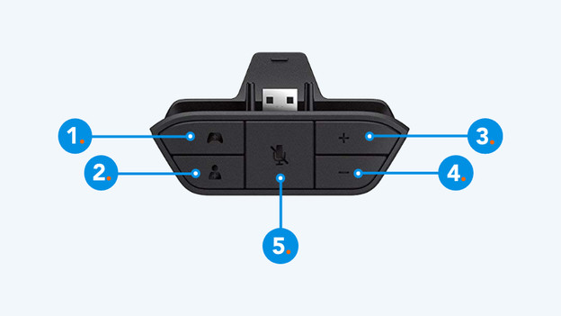 Change the settings with the buttons on your Xbox One stereo headset adapter