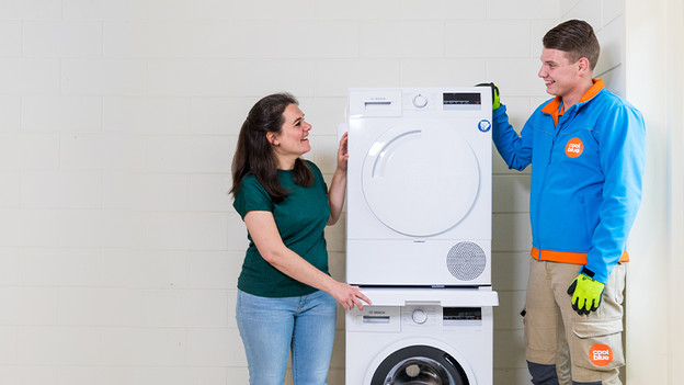 Dryer on top of washing machine using stacking kit