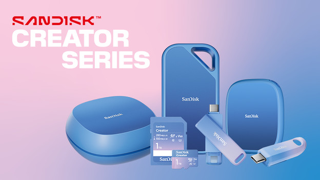 SANDISK Creator Series Banner mit externen SSDs, Speicherkarten und USB-Sticks