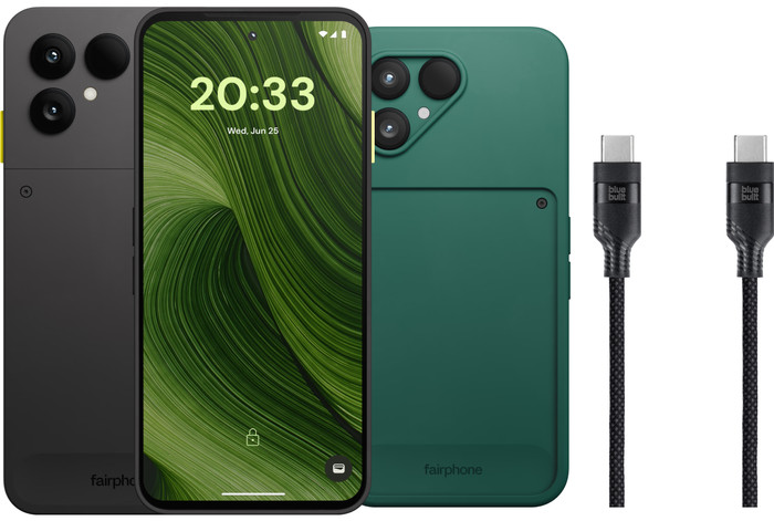 Fairphone 6 256GB Schwarz 5G + Basis-Zubehörset Main Image