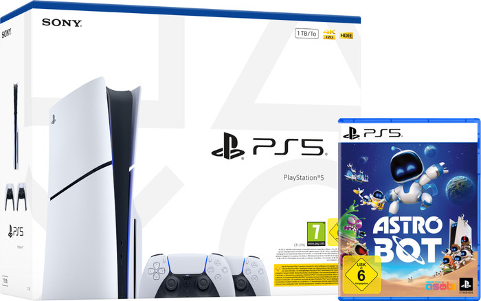 PlayStation 5 Slim mit Laufwerk + Astro Bot + Zusätzlicher Controller Weiß Main Image