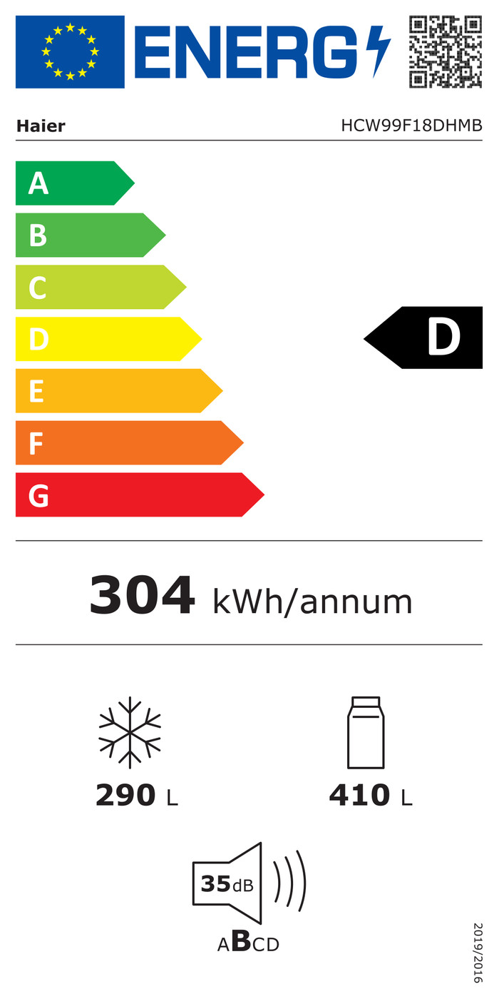 Haier HCW99F18DHMB energielabel