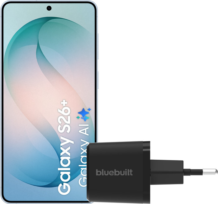 Samsung Galaxy S26 Plus 512GB Light Blue 5G + BlueBuilt Charger 45W Black Main Image