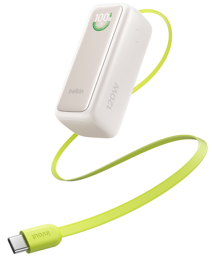 Belkin Powerbank 22.000 mAh mit Schnellladefunktion 120 Watt Beige vorne