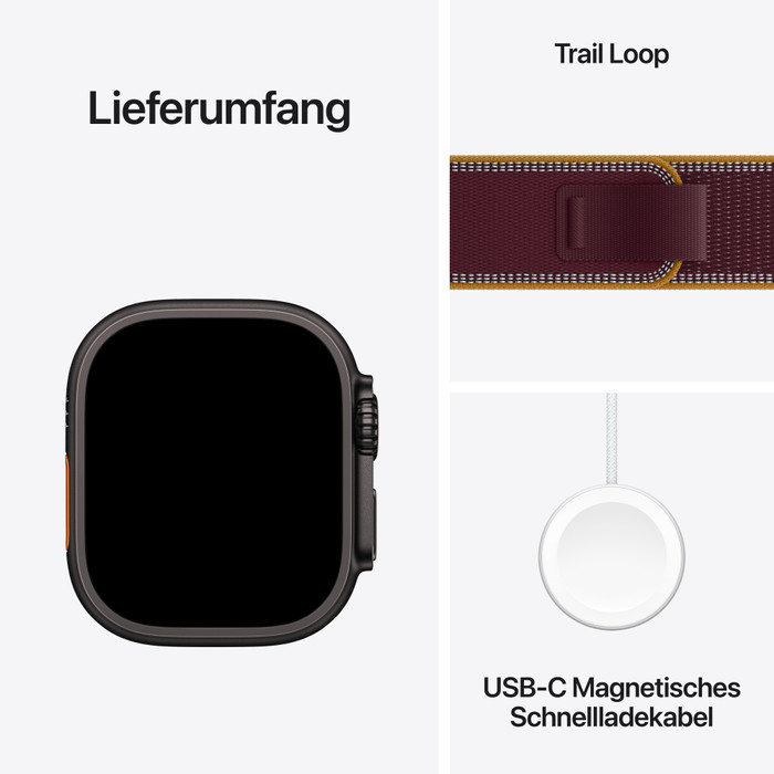 Apple Watch Ultra 4 Cellular 49 mm Schwarz Trail Loop S/M visueller lieferant