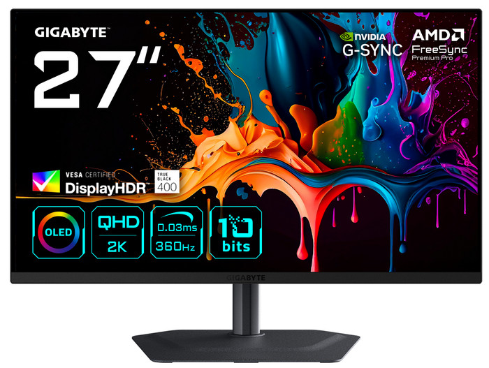 GIGABYTE MO27Q3 QD-OLED vorne