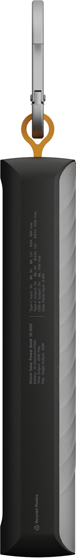 Xtorm 20 W Go2 Powerbank 10.000 mAh Solar & Light Schwarz rechte seite