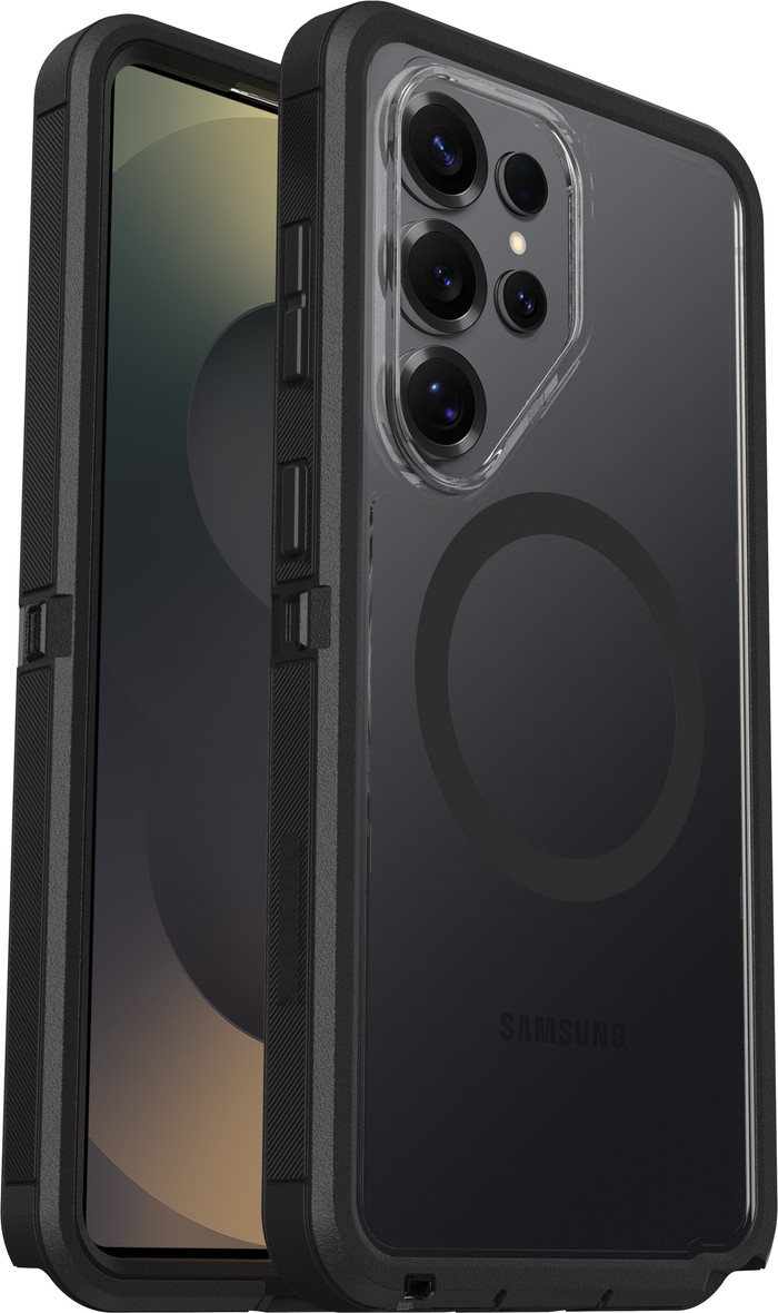 Otterbox Defender Samsung Galaxy S26 Ultra Backcover mit Magnet Transparent mit schwarzem Rand rechte seite