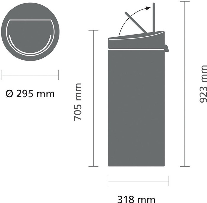 Brabantia Touch Bin 30 Liter Platinum detail
