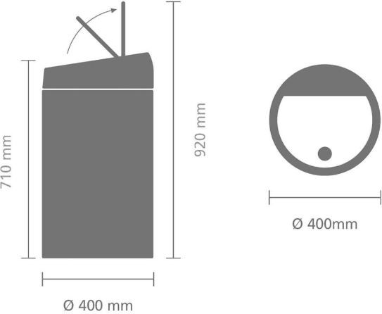 Brabantia Touch Bin 60L Matte Black Fingerprint-Proof + Trash Bags (120 units) detail