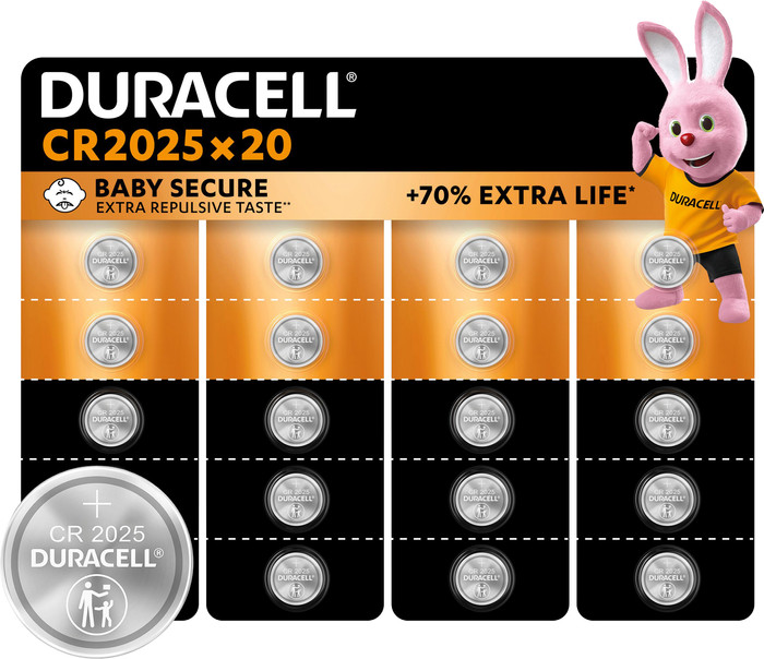 Duracell Specialty CR2025 lithium button cell batteries 3V 20 pieces Main Image