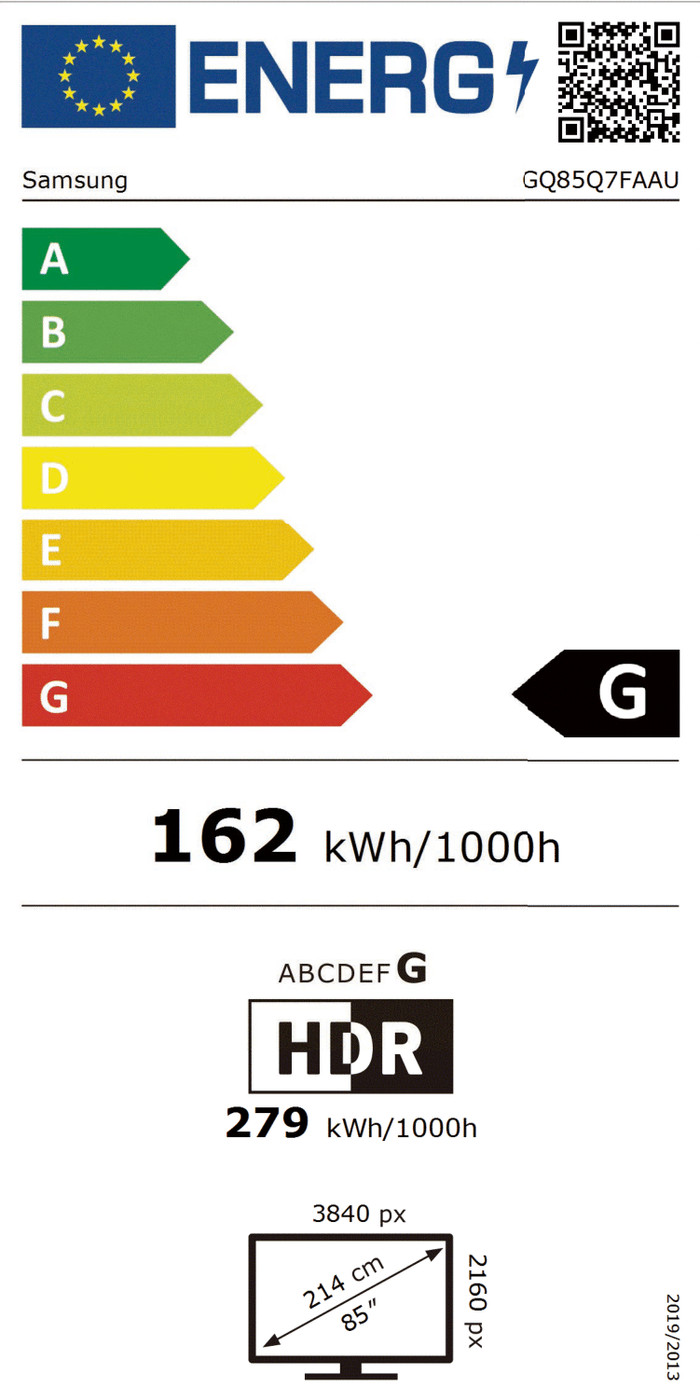 Samsung 85" QLED Q7F2 4K (2025) energielabel