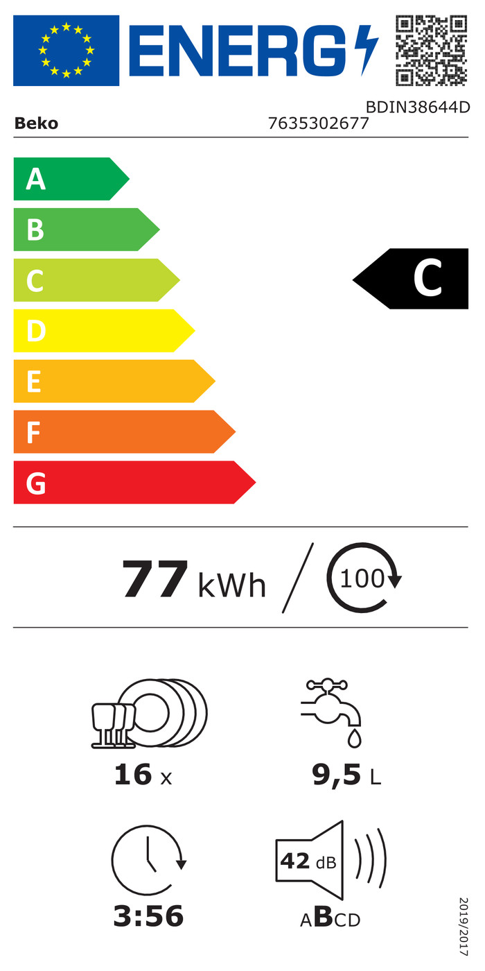 Beko BDIN38644D energy label
