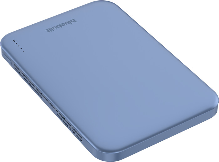 BlueBuilt Wireless Powerbank mit Qi2 und MagSafe 5.000 mAh mit Schnellladen 20 Watt Blau oberseite