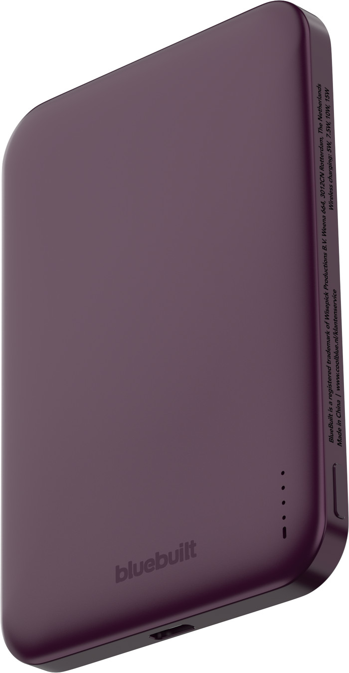BlueBuilt Wireless Powerbank mit Qi2 und MagSafe 5.000 mAh mit Schnellladen 20 Watt Rot linke seite