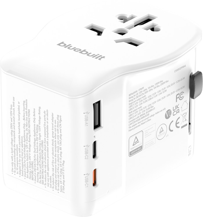 BlueBuilt Universeller Reiseadapter 65 Watt detail