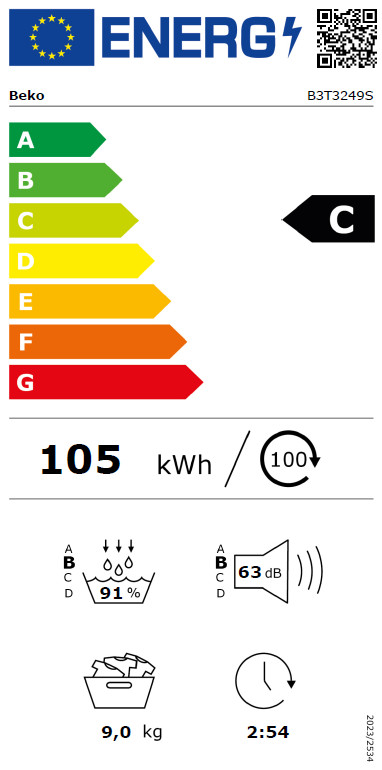 Beko B3T3249S energielabel