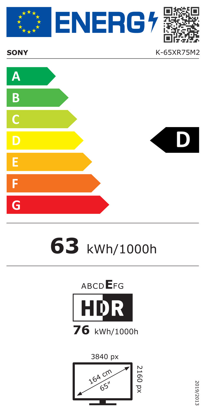 Sony Bravia 7 II True RGB 65" (2026) DE energielabel