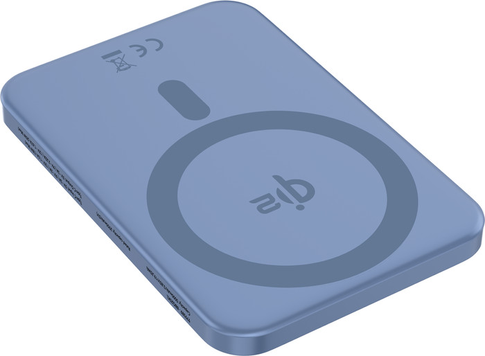 BlueBuilt Wireless Powerbank mit Qi2 und MagSafe 5.000 mAh mit Schnellladen 20 Watt Blau oberseite