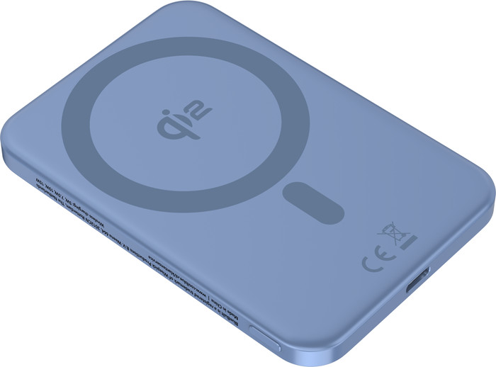 BlueBuilt Wireless Powerbank mit Qi2 und MagSafe 5.000 mAh mit Schnellladen 20 Watt Blau vorne
