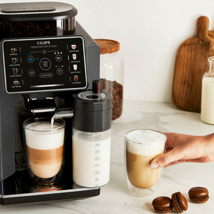 Krups Sensation Hot & Cold Milk EA914H Schwarz detail