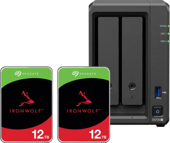 Synology DS725+ + Seagate Ironwolf 12 TB Doppelpack Main Image
