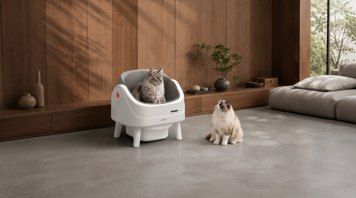 Mova Automatic Cat Litter Box LB10 Air White product in use