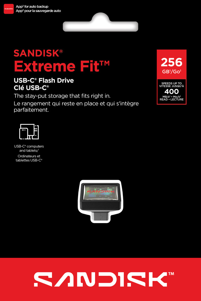 SANDISK Extreme Fit USB-C Flash Drive 256GB verpackung